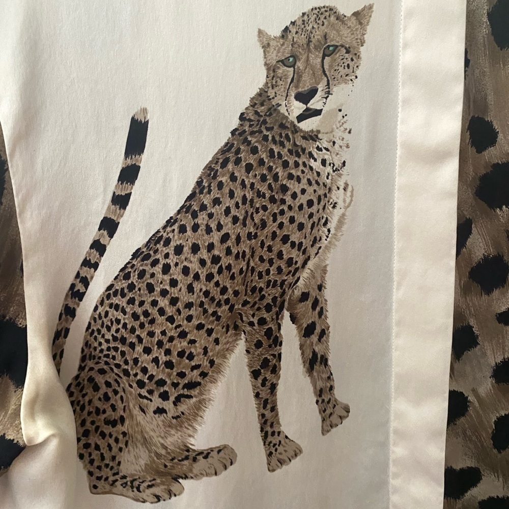 PAOLO SANTINI ANIMAL PRINT SILK BLOUSE SIZE 12 - Picture 4 of 8